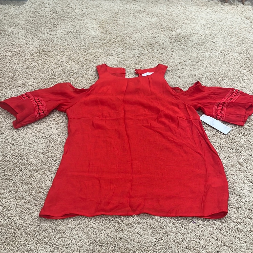 Red cold shoulder shirt